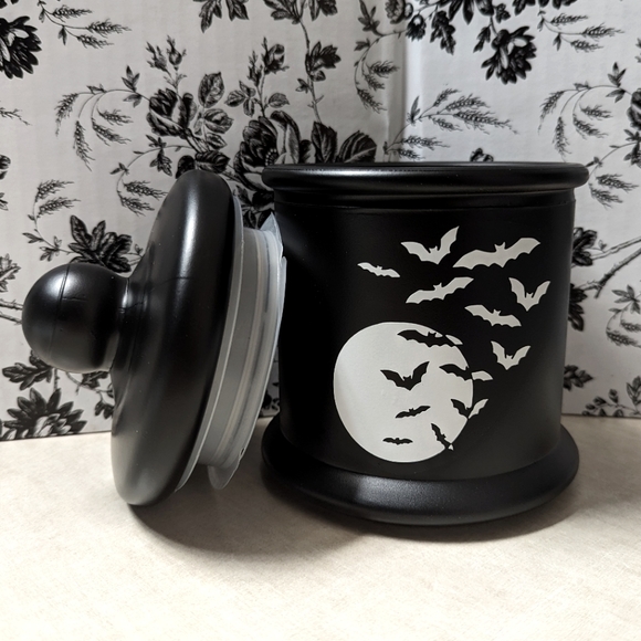 Bats+Moon Black Glass Container | Glass Cookie Jar/Kitchen Storage Canister - Picture 1 of 4